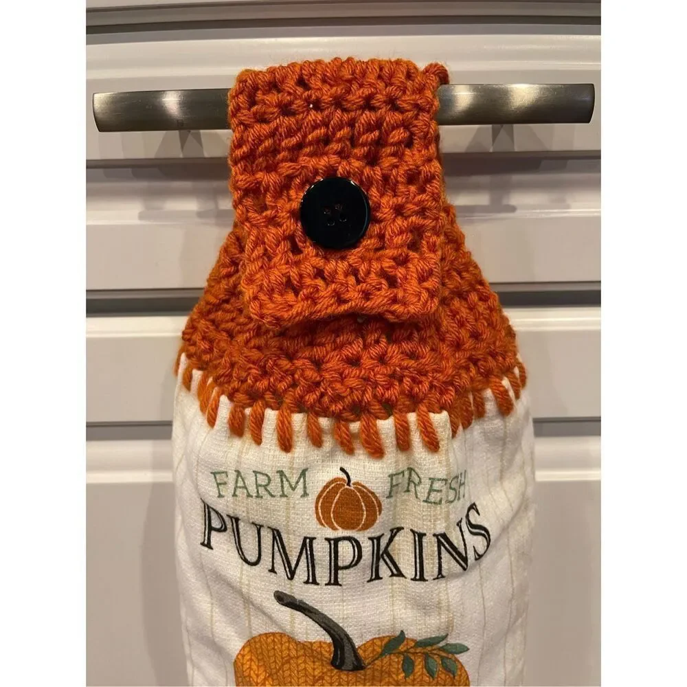 Crochet Top Kitchen Towel- Farm Fresh Pumpkins open daily